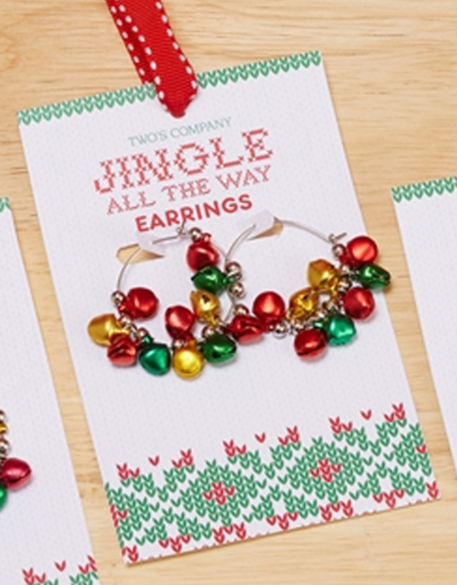 Twos Company Mini Jingle Bells Christmas Earrings Hoops Style -B - Digs N  Gifts