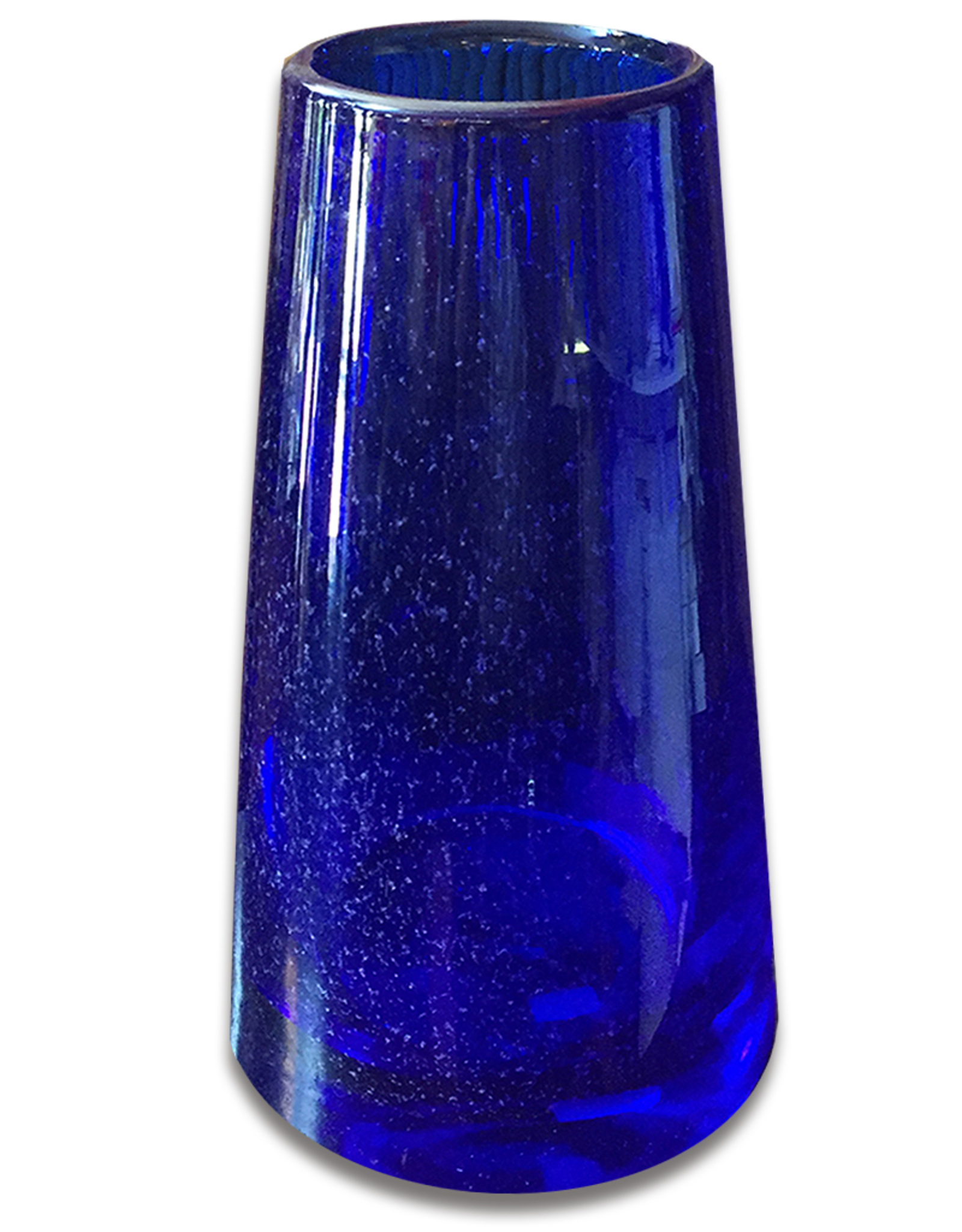 Volcano Cobalt Blue Czech Art Glass Vase 12H