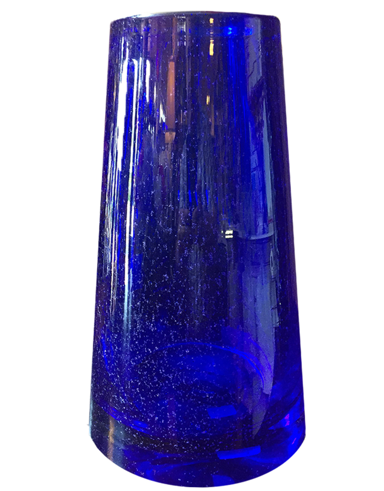 Volcano Cobalt Blue Czech Art Glass Vase 12H
