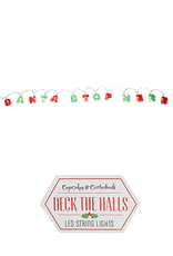 Twos Company Santa Stop Here LED String Lights in Gift Box