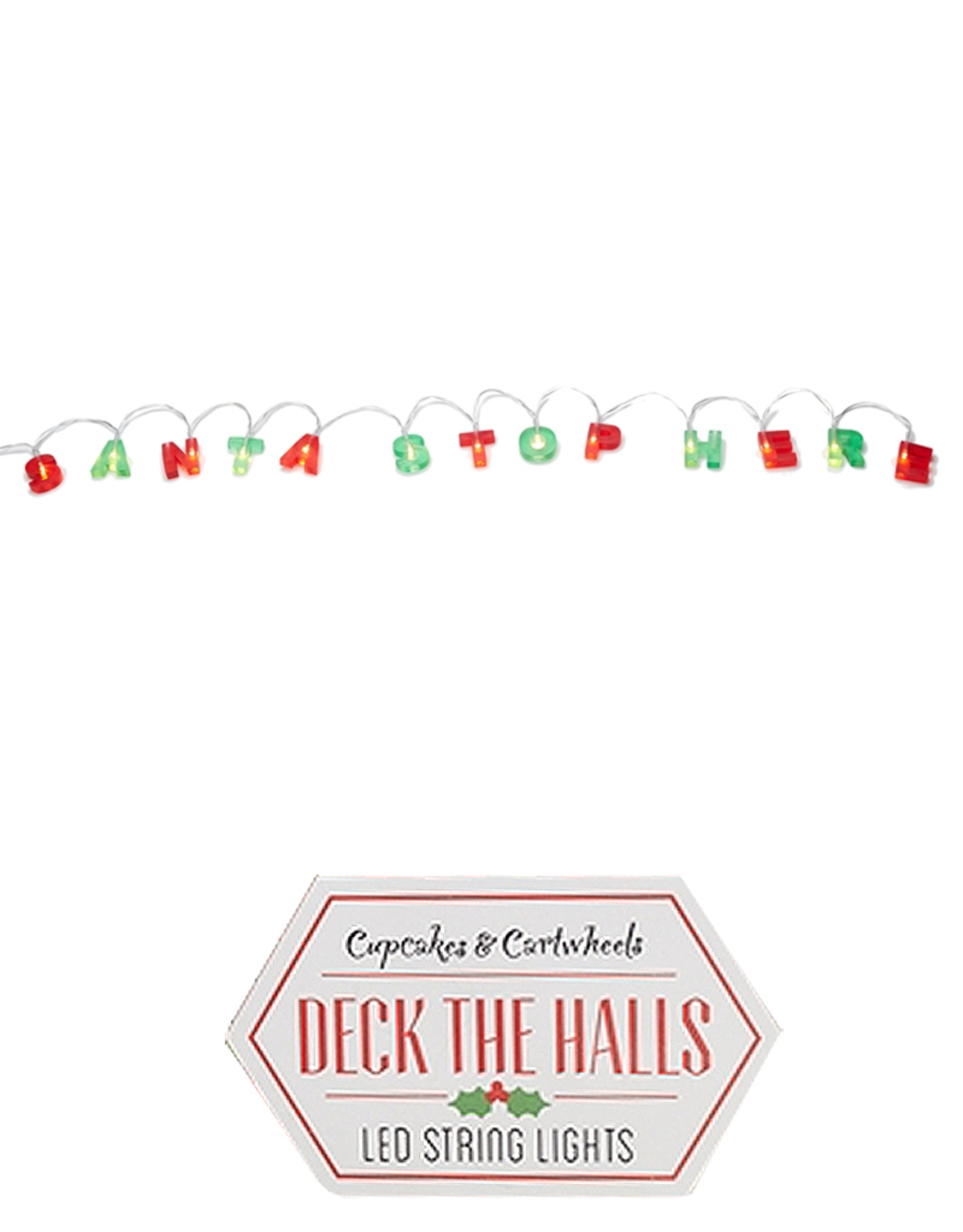 Twos Company Santa Stop Here LED String Lights in Gift Box
