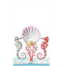 Caspari Paper Guest Towel Napkins 15pk Seahorses And Shells