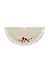 Kurt Adler Christmas Tree Skirt White w Red Cardinal w Faux Fur 48inch