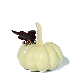 Department 56 Cream Pumpkin w Metal Accent Thanksgiving Fall Harvest Decor