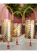 Twos Company Gold Chevron Hurricane Candle Holder 8x4.75 inch