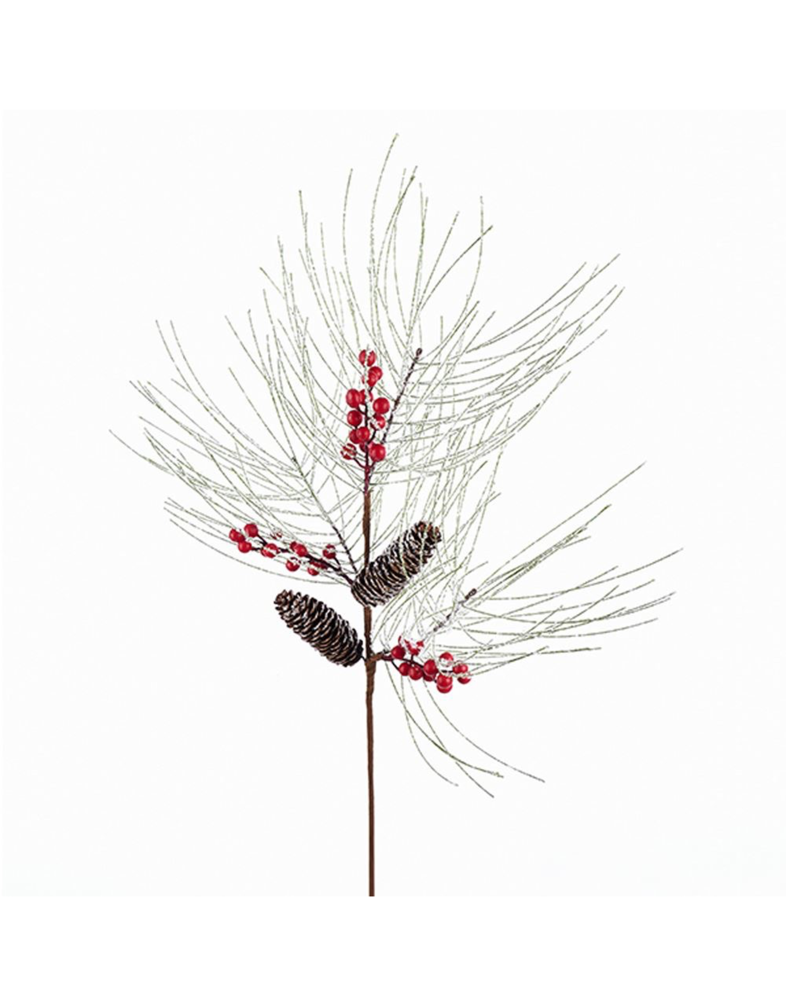 Kurt Adler Snow Pine w Pinecone and Berry Pick 33in Christmas Florals