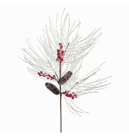 Kurt Adler Snow Pine w Pinecone and Berry Pick 33in Christmas Florals
