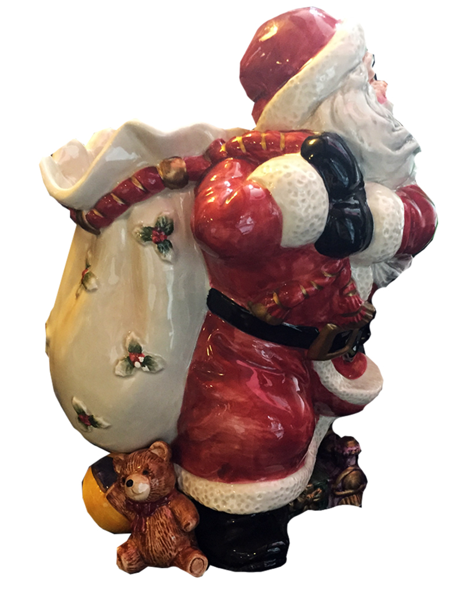 Fitz and Floyd Ceramic Santa Carring Toy Sack Vase 9H