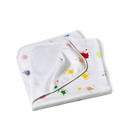 Paint Rags Hooded Cotton Baby Blanket w Colored Paint Daubs