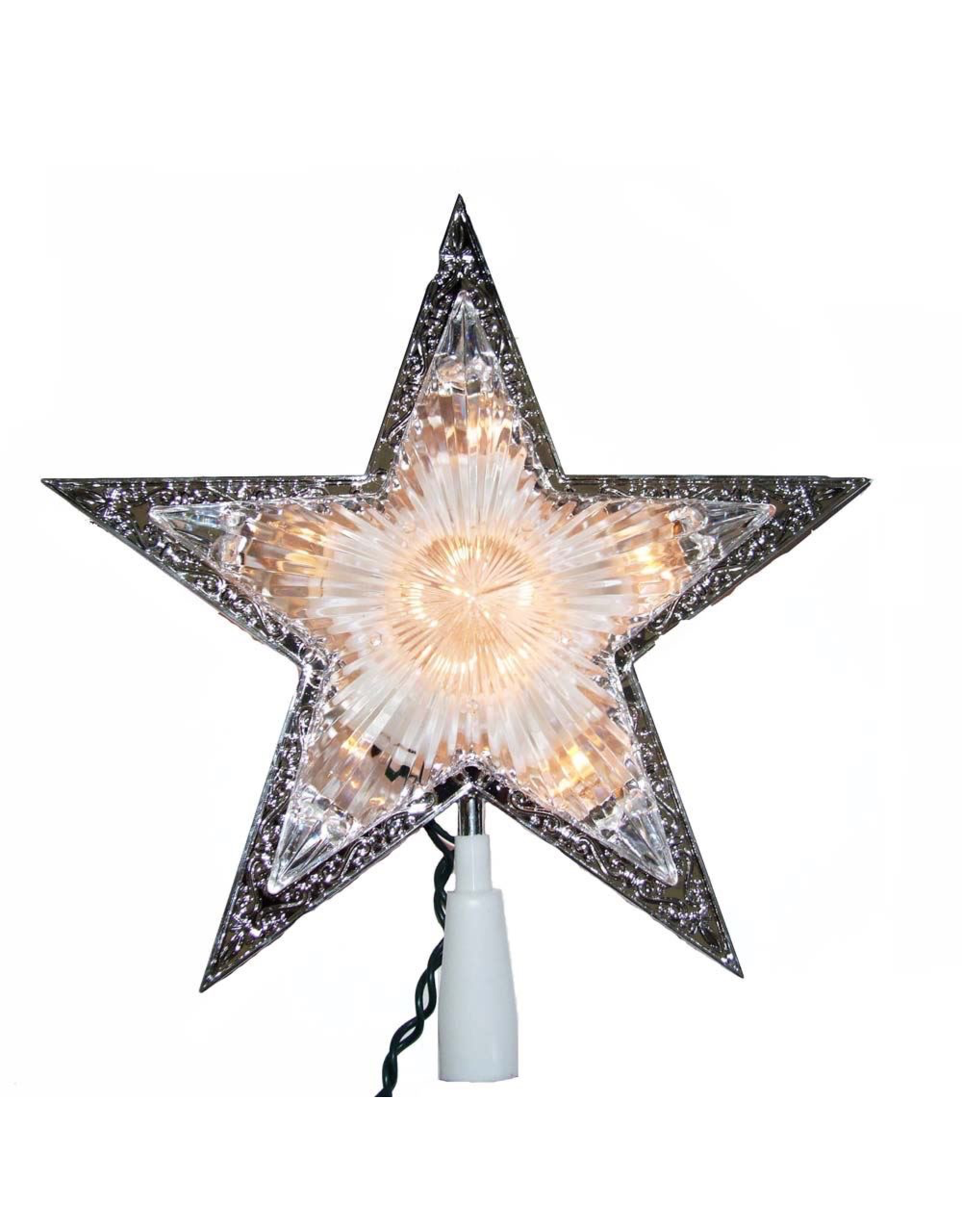 Kurt Adler Star Chirstmas Tree Topper 11 Inch Lighted Clear Double Sided