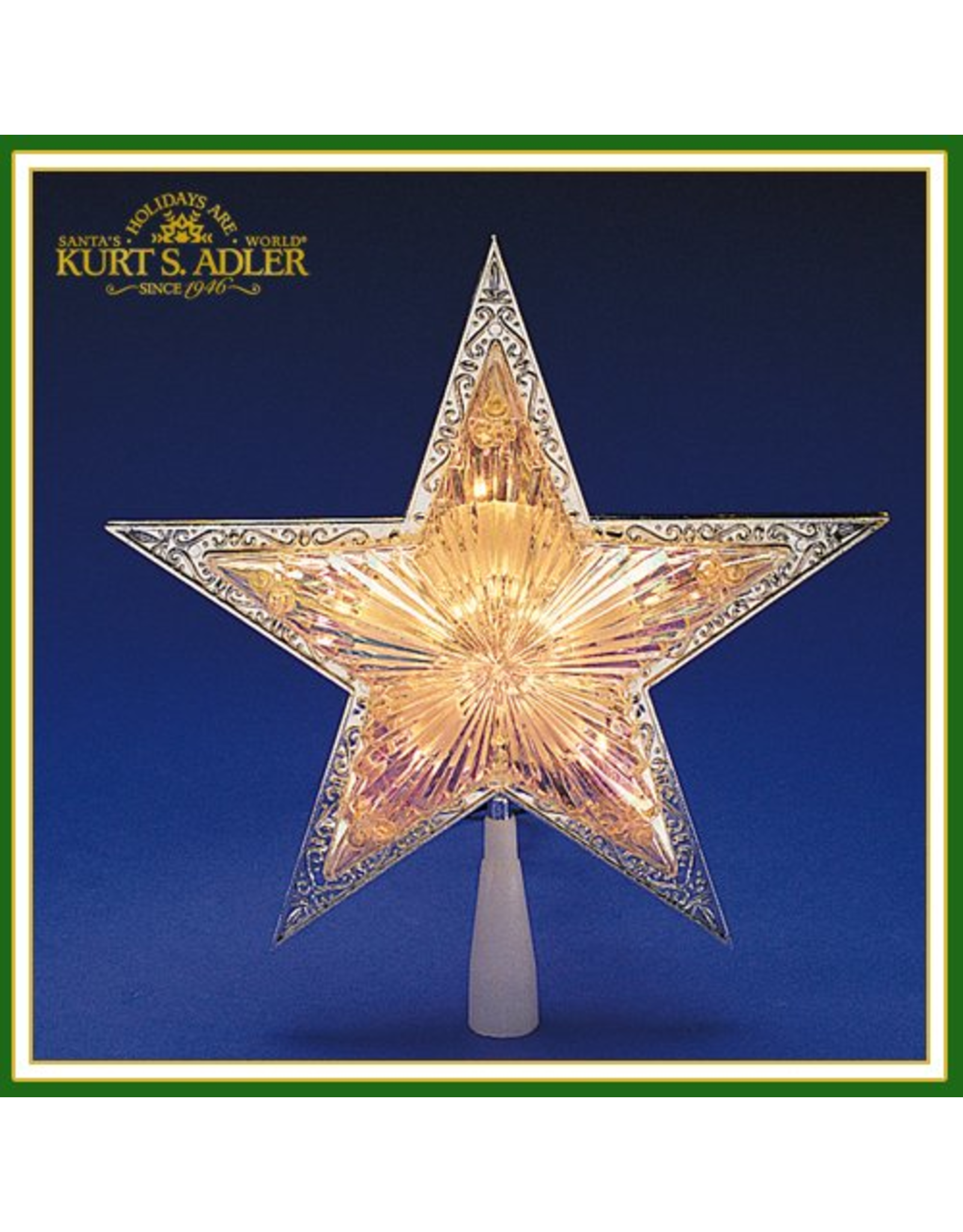 Kurt Adler Star Chirstmas Tree Topper 11 Inch Lighted Clear Double Sided