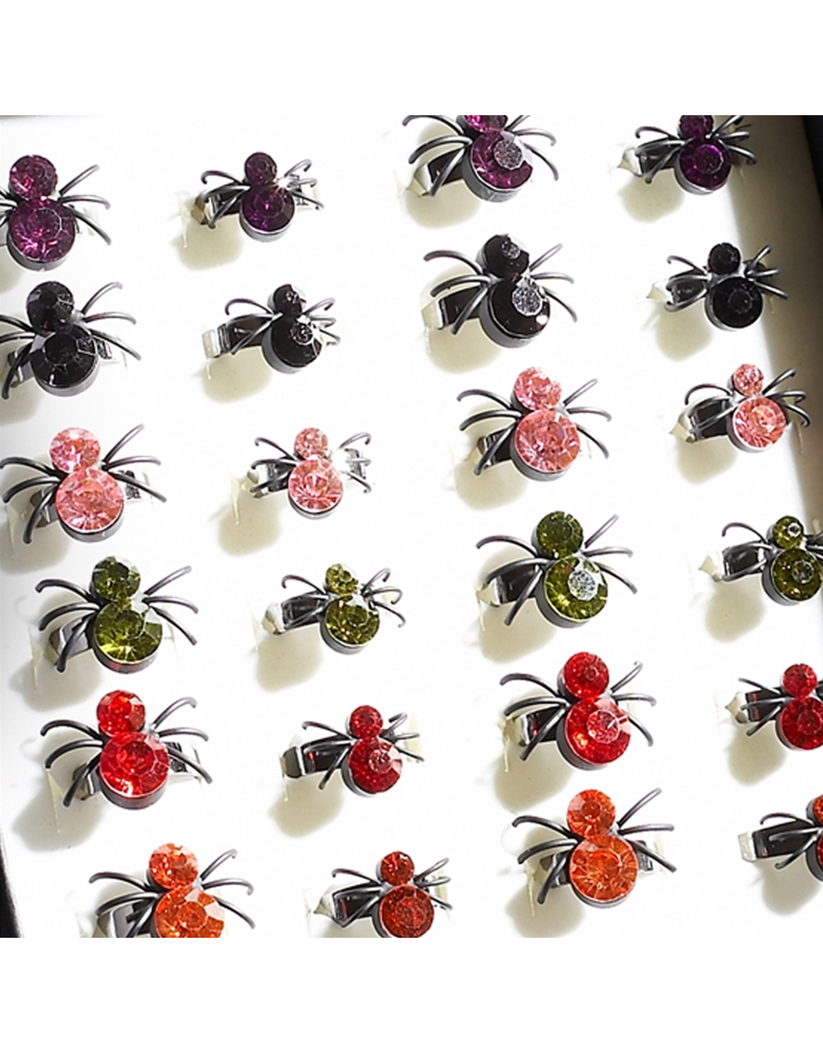 Twos Company Halloween Black Widow Bling Spider Ring .75 inch 0300-L-Pink