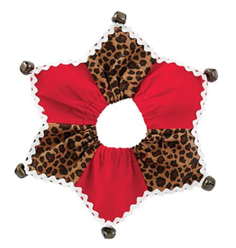 Mud Pie Jester Jingle Dog Collars-Leopard-Elastic Over Head Md-Lg 16 Inch Neck