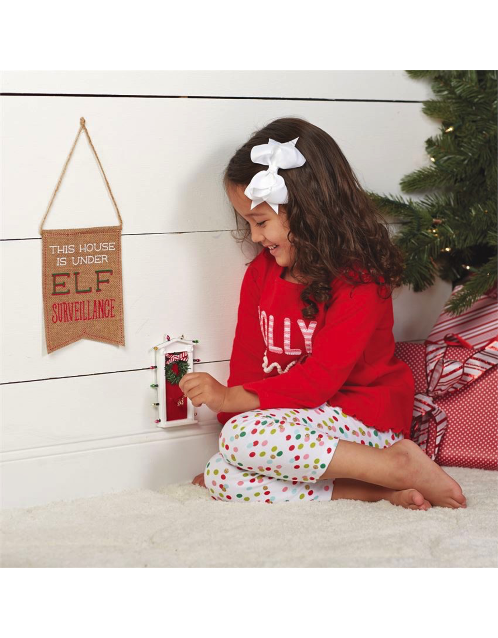 Mud Pie Christmas Elf Door Gift Set W Key And Under Elf Surveillance Flag