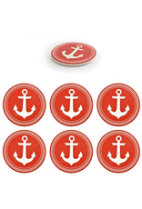 Ceramic Coasters Set of 6 Anchors Red and White