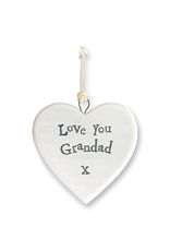 East of India Porcelain Heart Ornament 4176 Love You Grandad X
