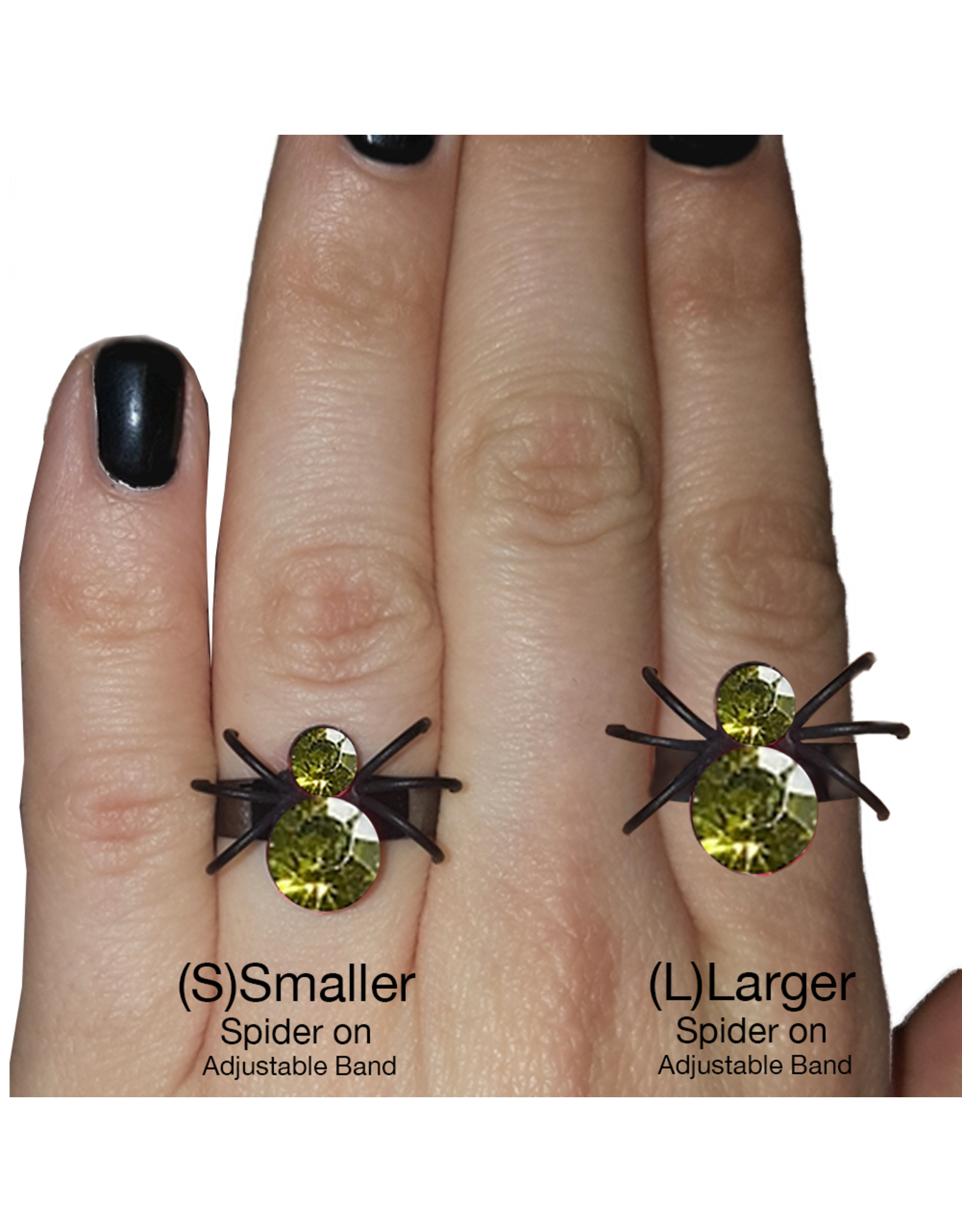 Twos Company Halloween Black Widow Bling Spider Ring .75 inch 0300-L-Green