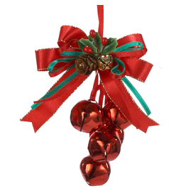 Kurt Adler Red Bow Jingle Bells Cluster Christmas Ornament Red Bells