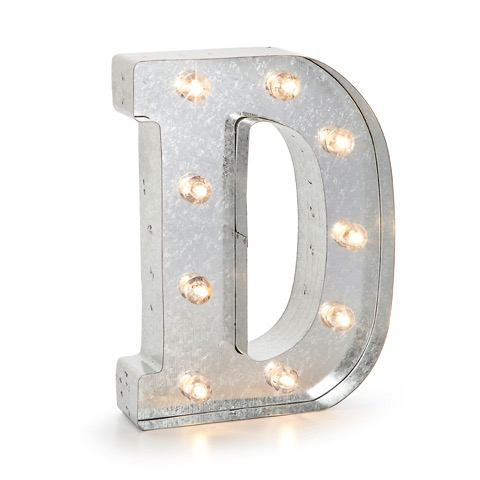 F-9.87/” Tall Galvanized Finish Darice Silver Metal Marquee Letter