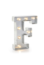 Darice LED Light Up Marquee Letter F 5915-707 Galvanized Silver Metal