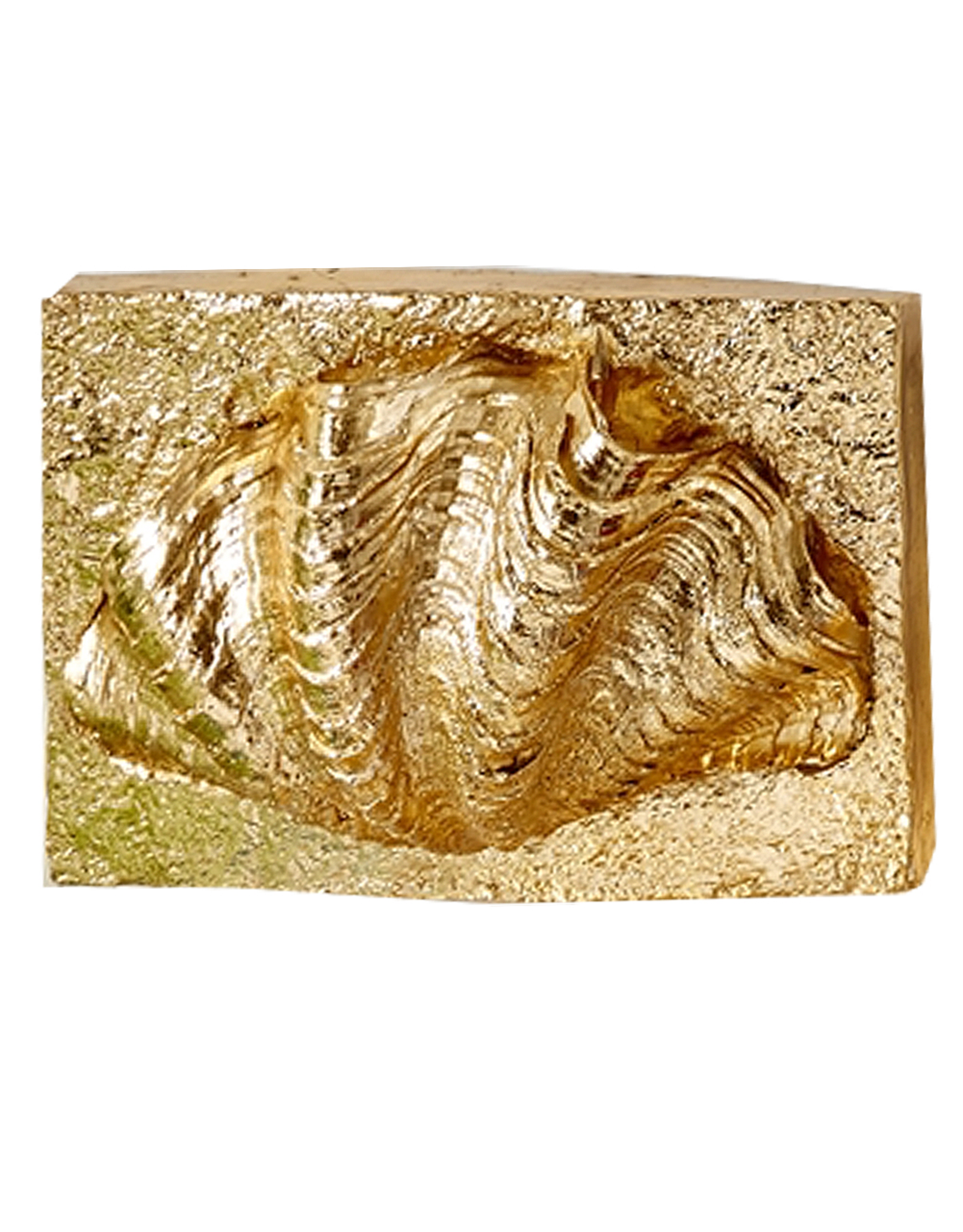 Gold Wall Art Block w Shell Relief Clam
