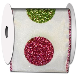 Ribbons Trims Coin Dot Glitter-White Ribbon