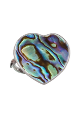 Charles Albert Jewelry Sterling Silver Adjustable Abalone Heart Ring