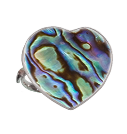 Charles Albert Jewelry Sterling Silver Adjustable Abalone Heart Ring