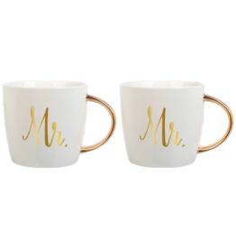 Slant Mr And Mr Ceramic Coffee Mugs Set of 2 14oz Coffee Cups