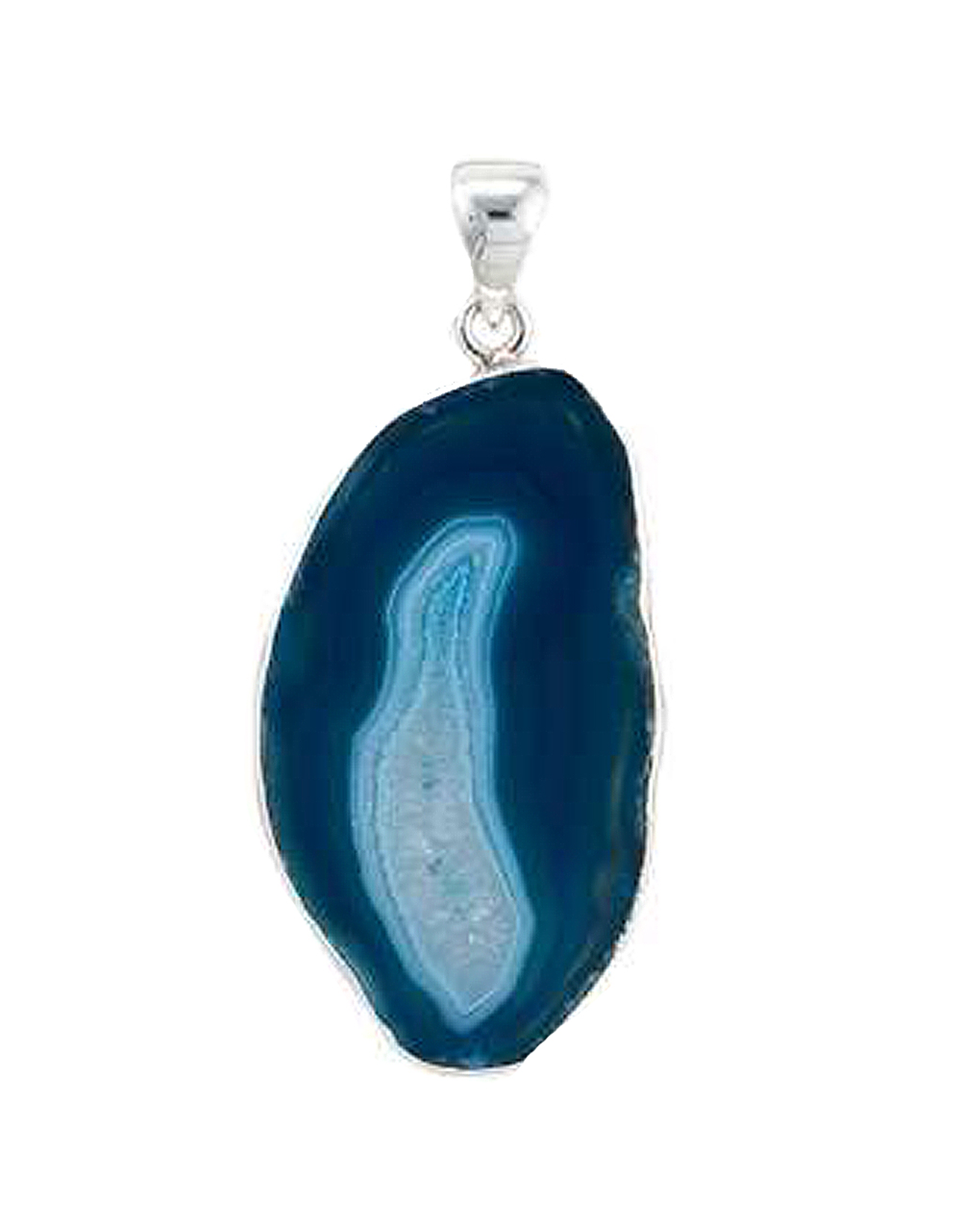 Charles Albert Jewelry Sterling Silver w Agate Slice Pendant - Blue