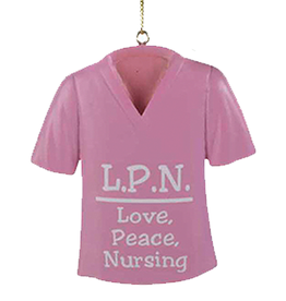 Kurt Adler Christmas Medical Scrub Ornament LPN Love Peace Nursing