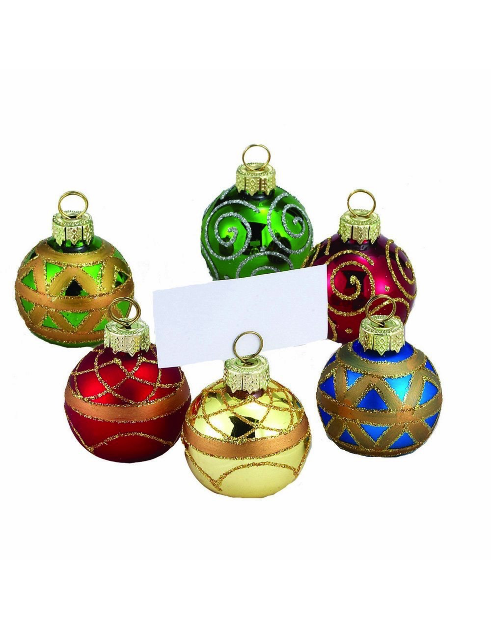 Kurt Adler Christmas Place Card Holders Ball Ornaments W Place Cards 6pc