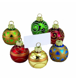 Kurt Adler Christmas Place Card Holders Ball Ornaments W Place Cards 6pc