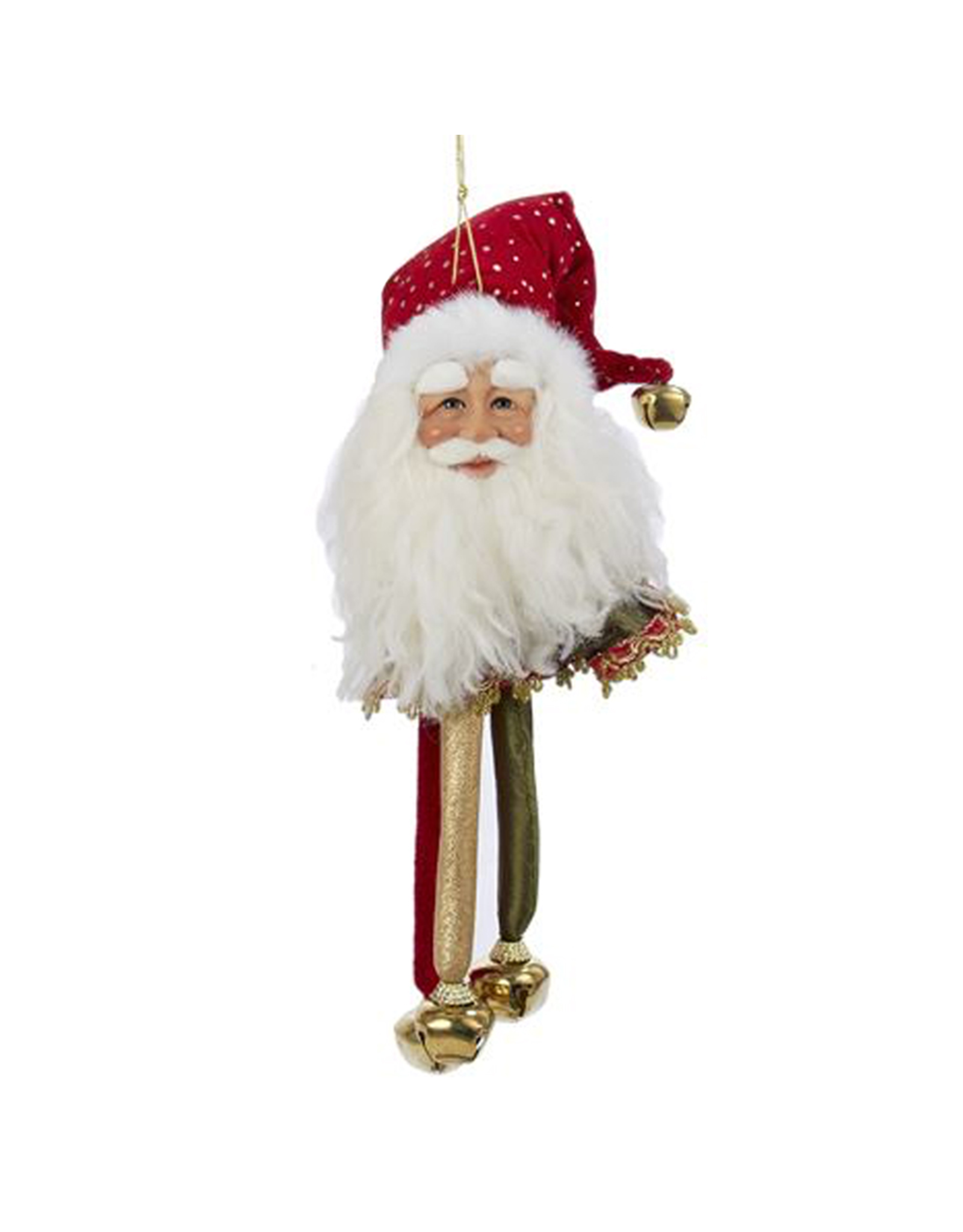 Kurt Adler Santa Head-Santa Face Christmas Ornament W Bells RD