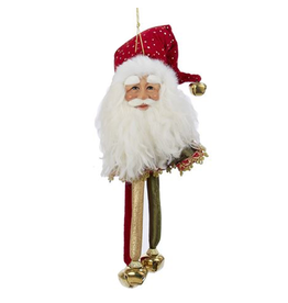 Kurt Adler Santa Head-Santa Face Christmas Ornament W Bells RD