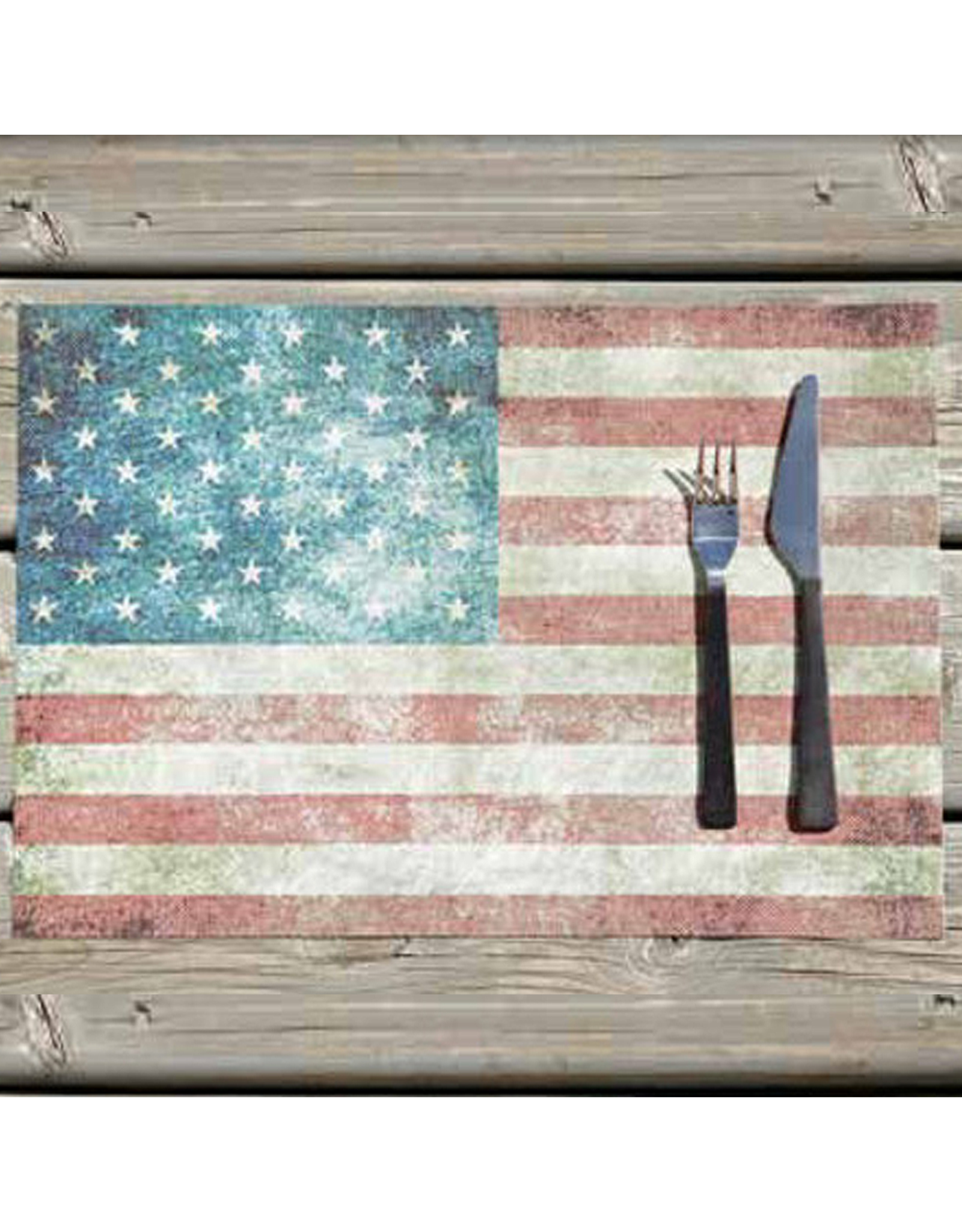 Vinyl Placemat 13x19 Inch American Flag Stars and Stripes