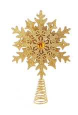Kurt Adler Glittered Snowflake Christmas Tree Topper 11 Inch GOLD
