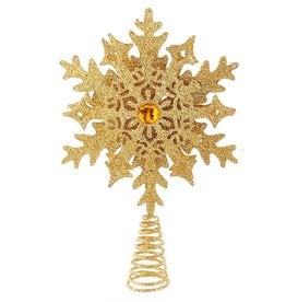 Kurt Adler Glittered Snowflake Christmas Tree Topper 11 Inch GOLD