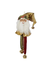 Kurt Adler Santa Head-Santa Face Christmas Ornament w Bells GLD