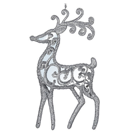 Kurt Adler Acrylic Reindeer Deer Ornament Silver Glitter Mirror Body
