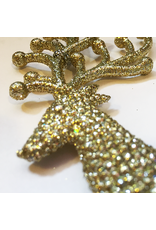 Kurt Adler Champagne Gold Diamond Glitter Reindeer Leaping Ornament