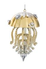 Kurt Adler Gold And Silver Jellyfish Ornament GOLD Tentacles