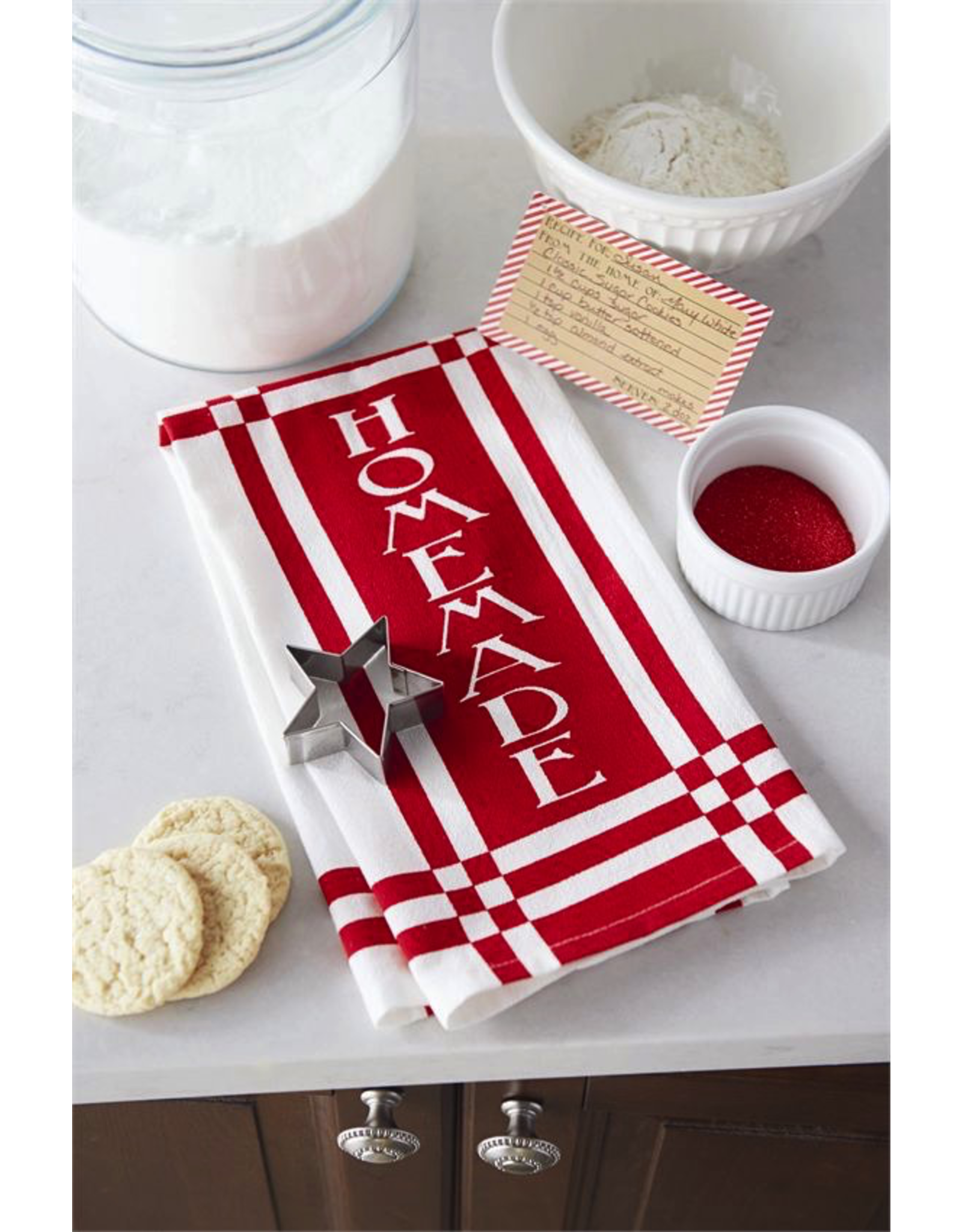 Mud Pie Flour Sack Kitchen Towel Set w Cookie Cutter and Recipe Card