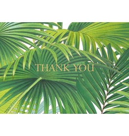 Caspari Thank You Note Cards Boxed Set of 6 Palm Fronds Foil