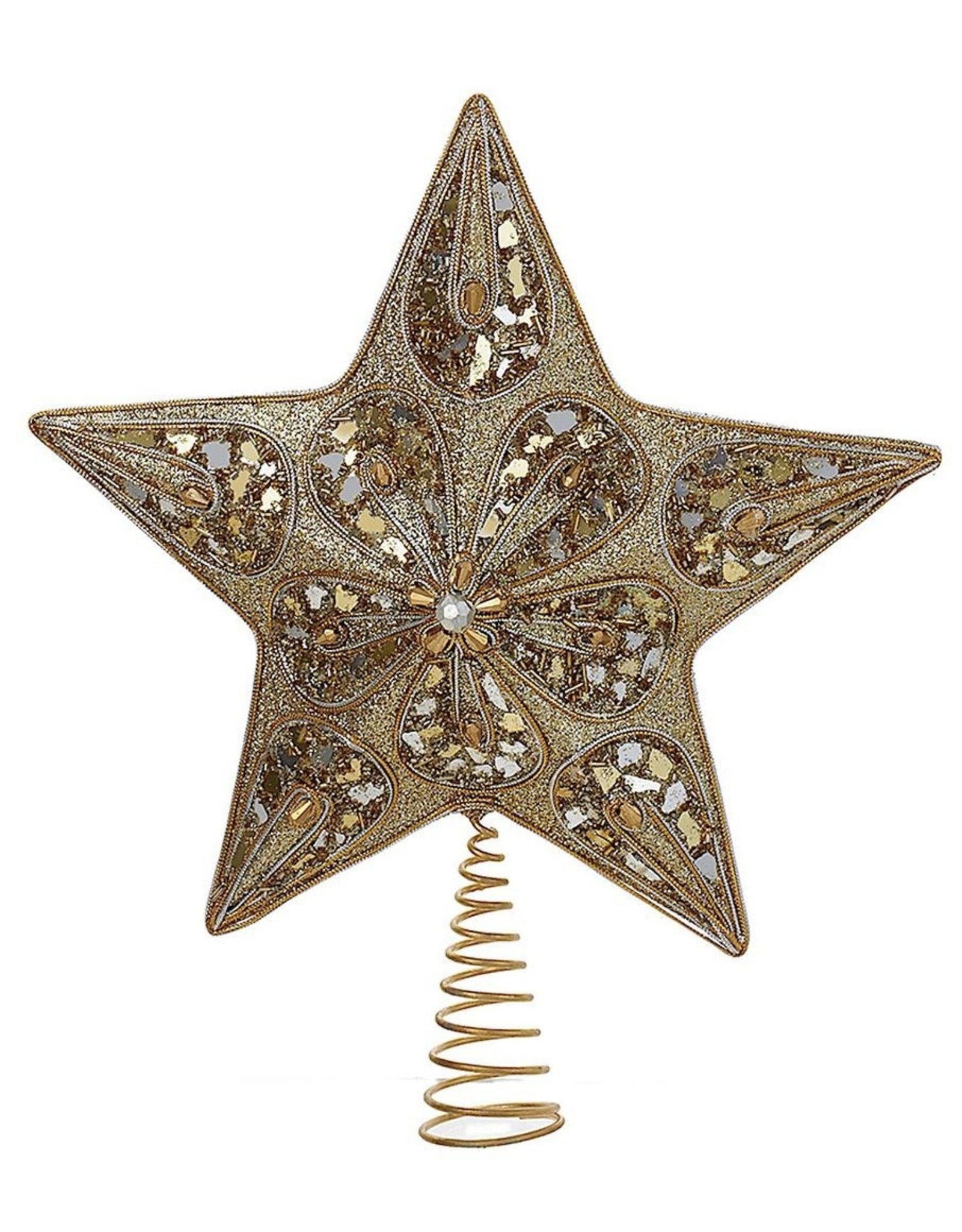 Kurt Adler Silver And Gold Star Christmas Treetop Tree Topper 14 Inch