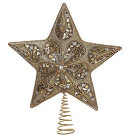 Kurt Adler Silver And Gold Star Christmas Treetop Tree Topper 14 Inch