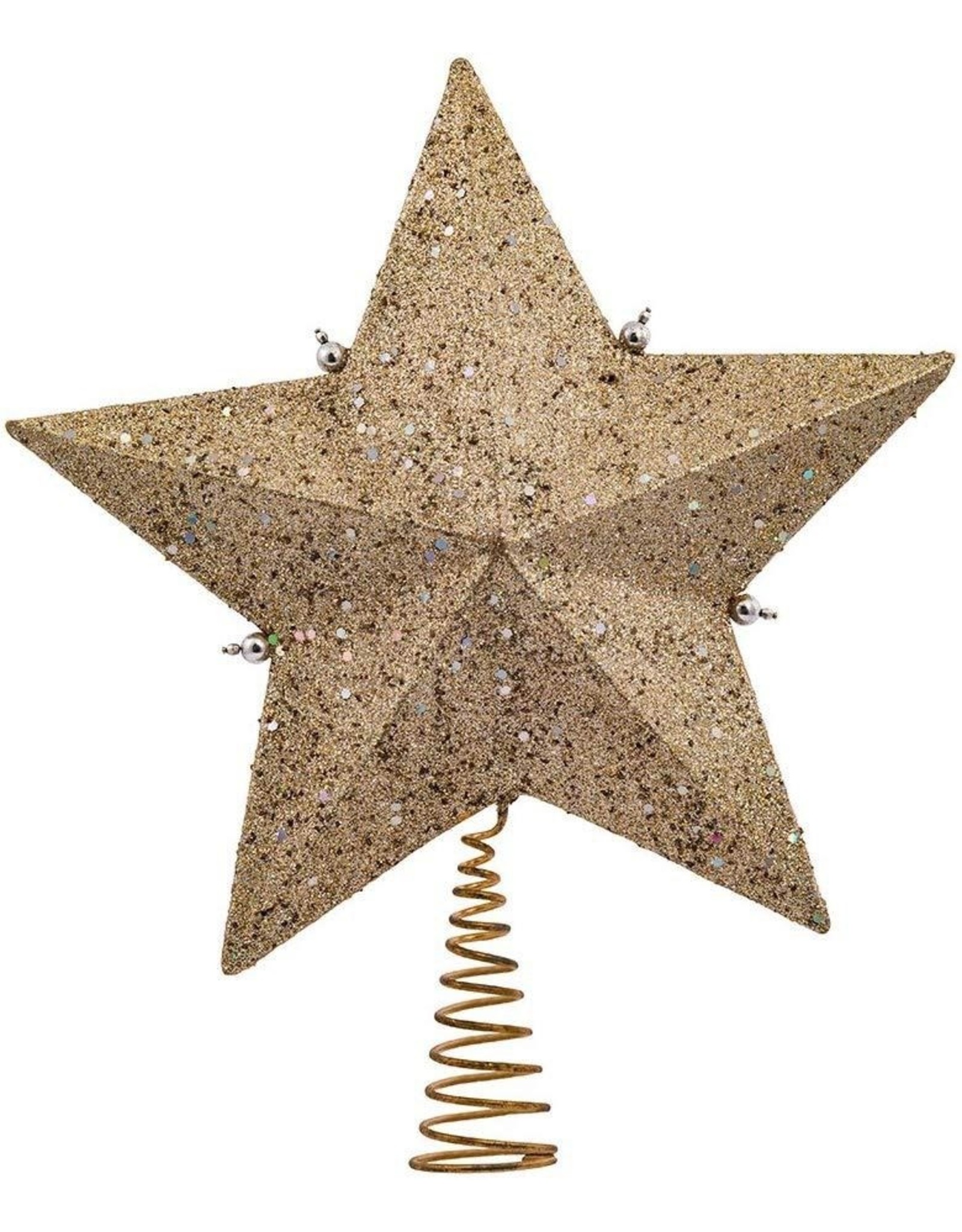 Kurt Adler Platinum Glass Glitter Star Christmas Treetop Tree Topper 13.5 Inch