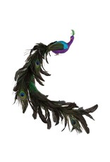 Kurt Adler Large Feather Glittered Peacock Bird Clip-On Ornament