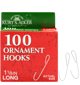 Kurt Adler Ornament Hooks 1.125 inch Pack of 100 Silver Wire Hooks Set