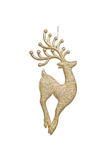 Kurt Adler Champagne Gold Diamond Glitter Reindeer Jumping Up Ornament